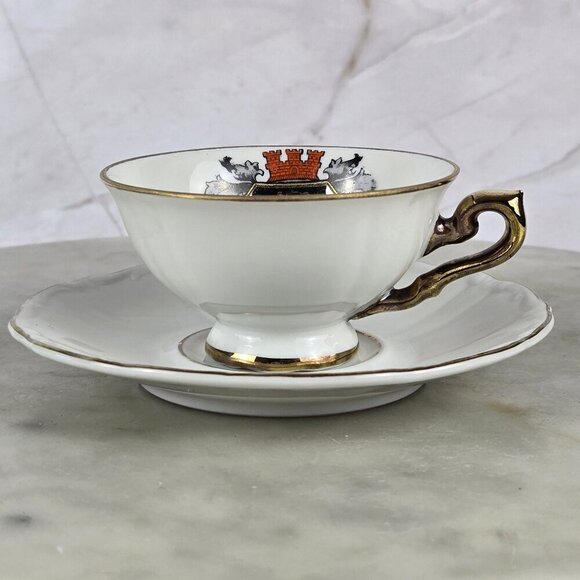 Vintage Gerold Perzellar Bavaria Demitasse Cup and Saucer Coat of Arms Berlin - Picture 2 of 8